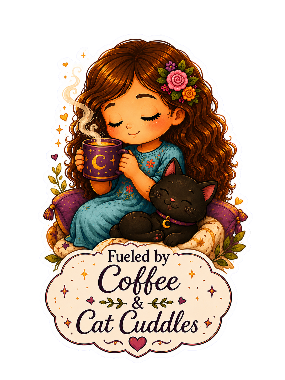 Fueled By Coffee & Cat Cuddles Tee