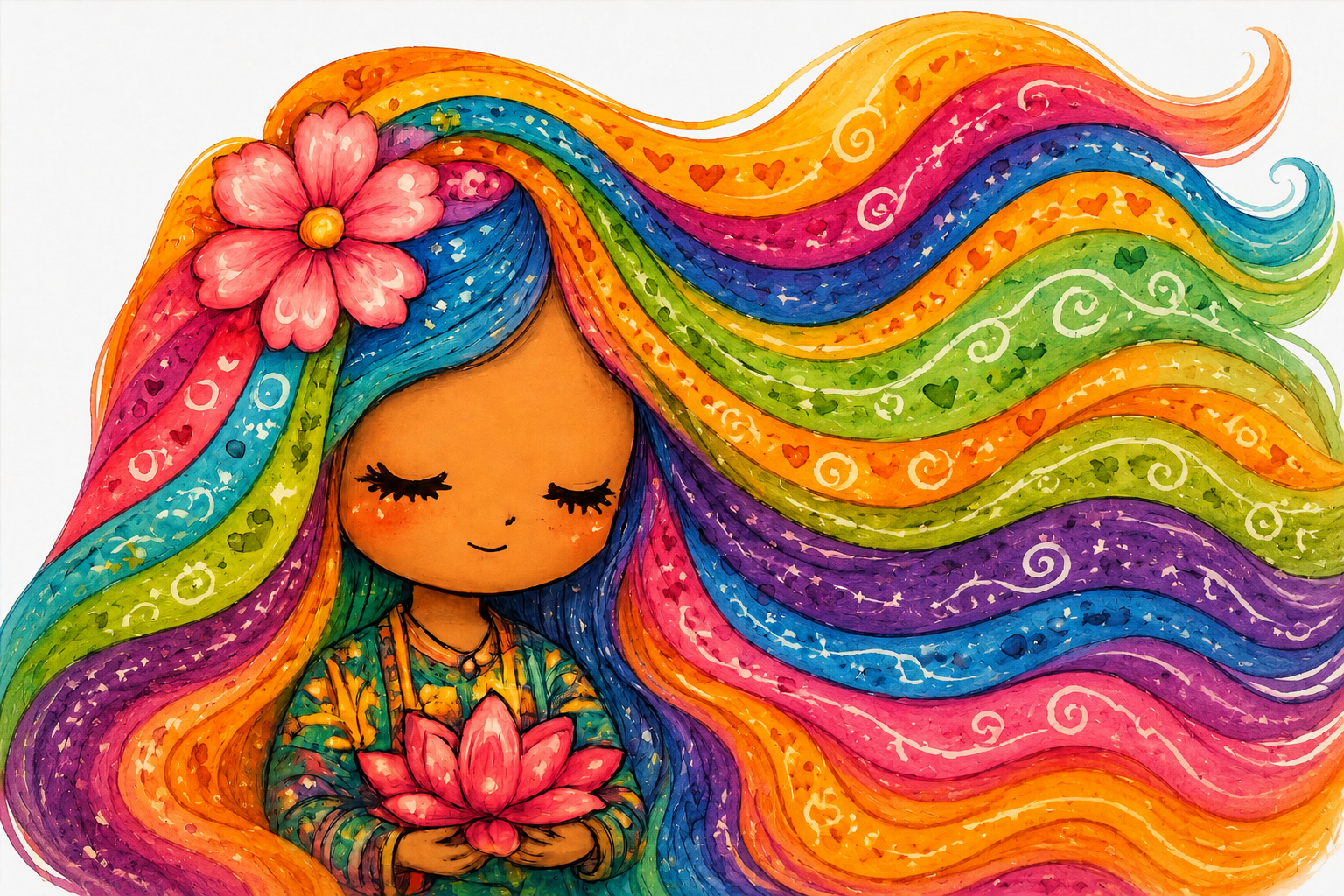 Colorful Hair Girl Tee.