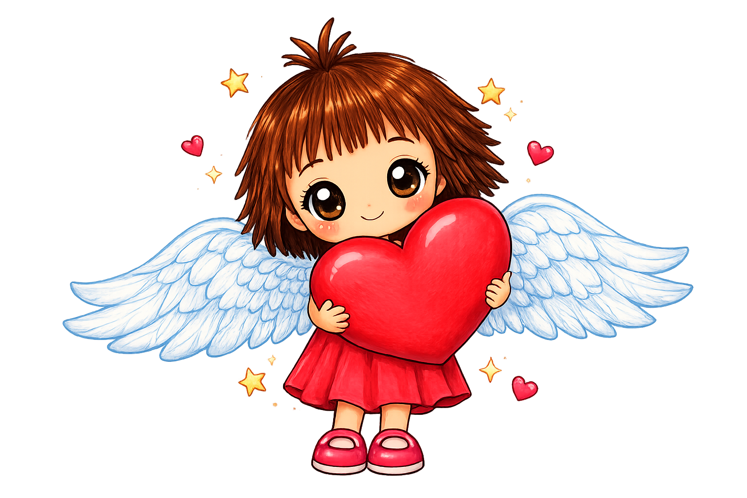Girl with Wings & Heart Tee