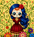 Skull Girl Arms Behind Tee